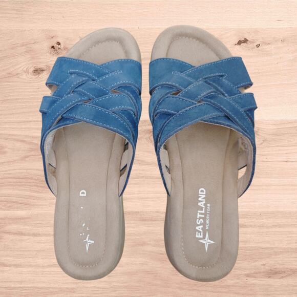 Eastland Hazel Blue Suede Slide sandals Size 8 US 38.5 EU - Picture 1 of 3